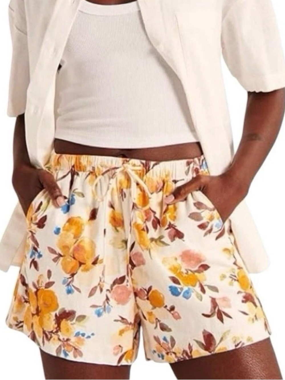 Abercrombie & Fitch Size Medium Linen Blend Floral Shorts New With Tags